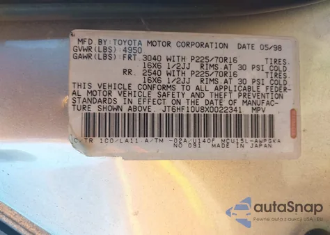 1999 Lexus Rx 300 from USA, damaged, VIN JT6HF10U8X0022341